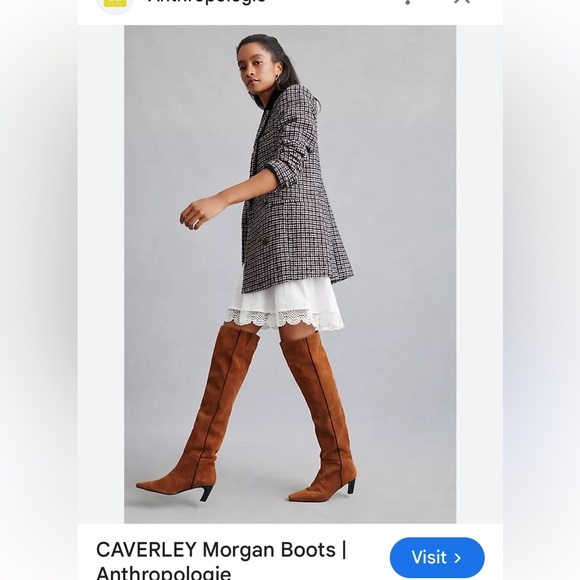 Caverley Shoes Shoes - ANTHROPOLOGIE CAVERLEY  Morgan Boots Over-the-Knee Camel Suede Kitten Heel NEW